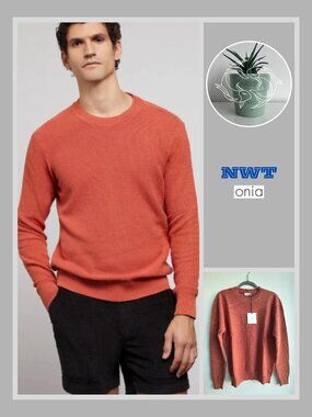 Onia - Men's Waffle-Knit Cotton Sweater - Spiced Ginger (M)